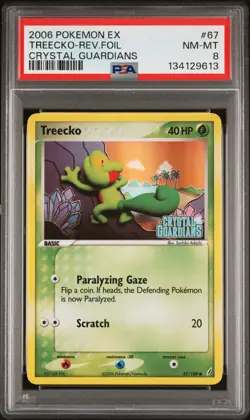 2006 POKEMON EX CRYSTAL GUARDIANS #67 TREECKO-REVERSE FOIL PSA 8 - Image 1