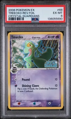 2006 POKEMON EX CRYSTAL GUARDIANS #68 TREECKO-REVERSE FOIL PSA 6 - Image 1