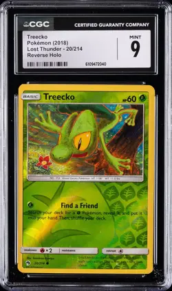 2018 POKEMON LOST THUNDER REVERSE HOLO #20/214 TREECKO CGC 9 - Image 1