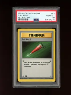 Pokemon PSA 10 GEM MINT Full Heal 1st Edition Base Set Shadowless 1999 Card #82 - Image 1