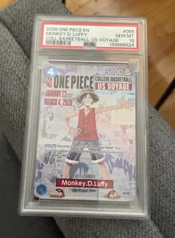 2026 One Piece Monkey D. Luffy P-055 College Basketball Voyage PSA 10 - Image 1