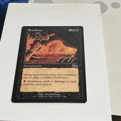 MTG Magic The Gathering Card Pestilence Enchantment Black Urza's Saga 1998 - Image 1