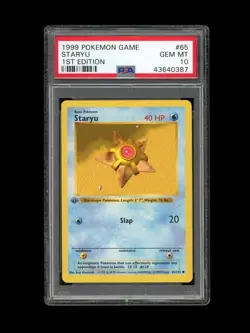 Pokemon PSA 10 GEM MINT Staryu 1st Edition Base Set Shadowless 1999 Card 65/102 - Image 1