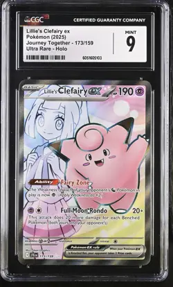 Lillie's Clefairy ex 2025 Pokemon Journey Together CGC 9 #173 - Image 1