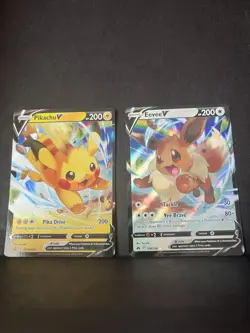 Pokemon TCG Pikachu V SWSH285 & Eevee V 108/159 Holo English Lot (2) - Image 1