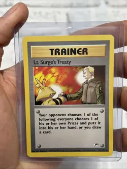 Lt. Surge's Treaty 112/132 Gym Heroes Uncommon Vintage Pokemon Card WOTC TCG NM - Image 1