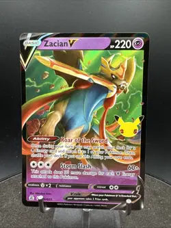 Zacian V 016/025 Celebrations Ultra Rare Full Art Holo Pokemon TCG - Image 1