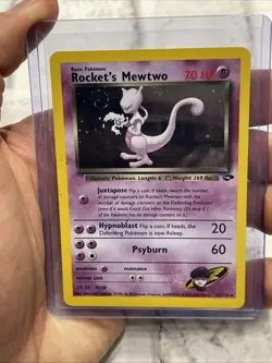 Nintendo Pokemon TCG Rocket's Mewtwo Gym Challenge Holo SWIRL 2000 Pokemon LP+ - Image 1