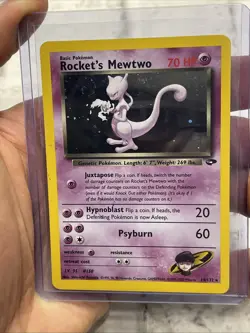 Nintendo Pokemon TCG Rocket's Mewtwo Gym Challenge Holo SWIRL 2000 Pokemon LP+ - Image 2