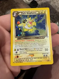 Pokemon TCG Dark Ampharos Neo Destiny 1/105 Holo Rare 70 HP English 2000 - Image 1