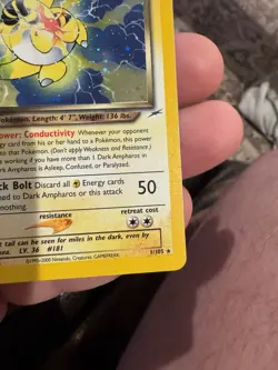 Pokemon TCG Dark Ampharos Neo Destiny 1/105 Holo Rare 70 HP English 2000 - Image 2