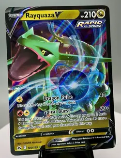 2023 Rayquaza V 100/159 Ultra Rare Holo NM Crown Zenith Pokemon - Image 1