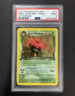 2000 Pokemon Rocket Dark Vileplume Holo First 1st Edition PSA 9 13/82 Rare 13 - Image 1