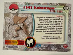 2000 Topps Pokemon TV Animation Ed Series 3 Non Holo #141 Kabutops - Image 2