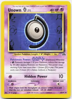 Unown [D] 47/75 Uncommon Neo Discovery Pokemon Near Mint - Image 1