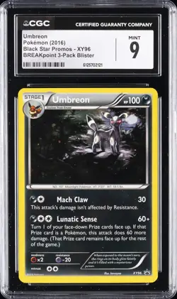 2016 POKEMON BLACK STAR PROMOS - BREAKPOINT 3-PACK BLISTER #XY96 UMBREON CGC 9 - Image 1