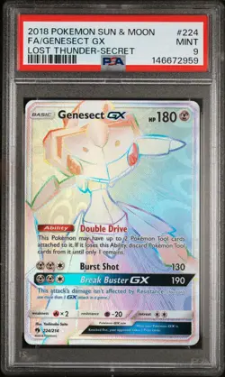 Pokemon Card PSA 9 Genesect GX 224/214 Lost Thunder - Image 1