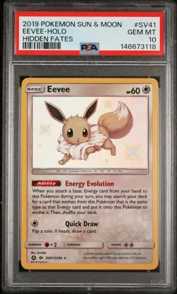 Pokemon Card PSA 10 Shiny Eevee SV41/SV94 Hidden Fates - Image 1