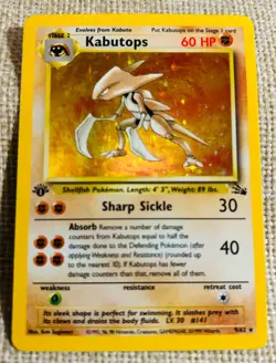 Pokemon Kabutops Holo Rare Card 1995 1st Edition Fossil 9/62 - Image 1