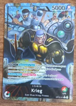 Krieg OP15-001 Alt Art Foil Leader Card One Piece Adventure on Kami’s Island NM - Image 1