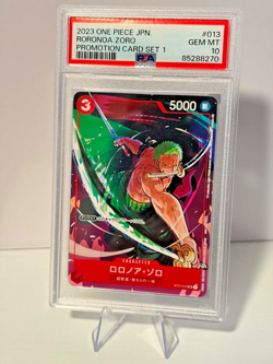 2023 ONE PIECE JAPANESE PROMOS PROMOTION CARD SET 1 #013 RORONOA ZORO PSA 10 - Image 1
