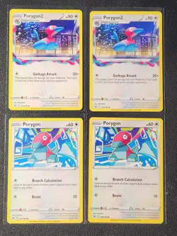 2x Porygon2 141/196 & 2x Porygon 140/196 Pokemon card Lost Origin NM - Image 1
