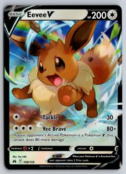 Eevee V 108/159 Holo V Rare Crown Zenith Pokemon Near Mint - Image 1