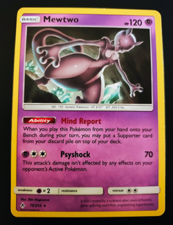 Pokemon TCG Mewtwo 75/214 Unbroken Bonds Non-Holo Rare ENG 2019 LP-MP - Image 1