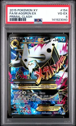 PSA 4 M AGGRON EX 2015 POKEMON XY PRIMAL CLASH FULL ART 154/160 - Image 1