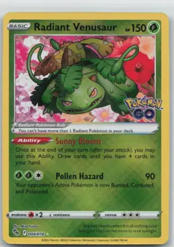 Radiant Venusaur Holo Radiant Rare Pokemon GO 004/078 NM - Image 1