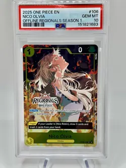 ONE PIECE ENGLISH - Nico Olvia (OP09-106) Offline Regionals S1 Foil PSA 10 - Image 1