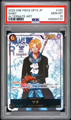 2025 ONE PIECE JAPANESE OP13-CARRYING ON HIS WILL ALTERNATE ART #120 SABO PSA 10 - Image 1