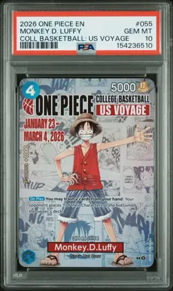 2026 ONE PIECE PROMOS COLLEGE BASKETBALL : US VOYAGE MONKEY D. LUFFY PSA 10 - Image 1