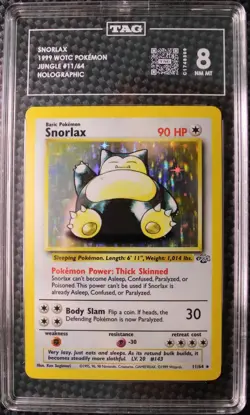 TAG 8 NM-MT Snorlax Holo 1999 WOTC Pokemon Jungle #11 Graded Slab - Image 1