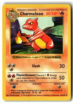 Charmeleon ⭐ 24/102 Shadowless Base Set Shadowless 1999 Pokemon LP - Image 1