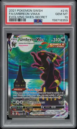 2021 POKEMON SWORD & SHIELD EVOLVING SKIES SECRET FULL ART/UMBREON VMAX PSA 10 - Image 1