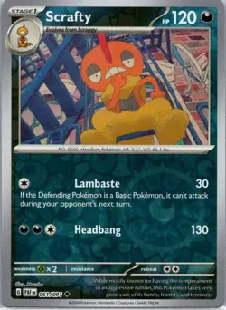 Pokemon TCG Scrafty 061/91 Paldean Fates Rev Holo NM - Image 1