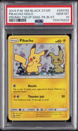 2019 POKEMON SM BLACK STAR PROMO #SM162 PIKACHU-HOLO PSA 10 - Image 1