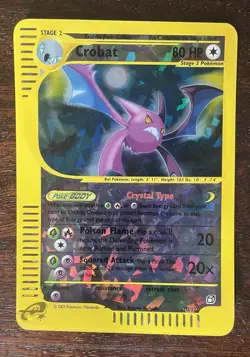 Pokemon Crystal Crobat 10/12 Skyridge Box Topper 2003 Jumbo Card NOT MINT - Image 1