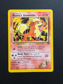 Vintage Pokemon TCG Blaine’s Growlithe 62/132 Gym Challenge LP - Image 1