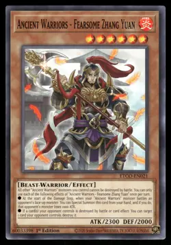 Yugioh Ancient Warriors - Fearsome Zhang Yuan ETCO-EN021 Common 1st Edition NM - Image 1