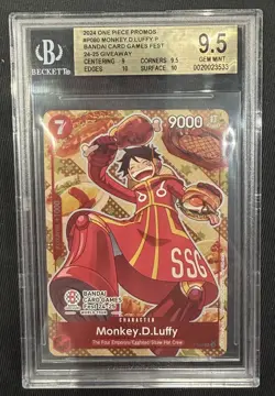 2024 ONE PIECE PROMOS BANDAI CARD GAMES FEST MONKEY D. LUFFY BGS 9.5 - Image 1