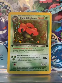 1st Edition HOLO Dark Vileplume- Vintage Pokemon Card Team Rocket 13/82 LP WOTC - Image 1