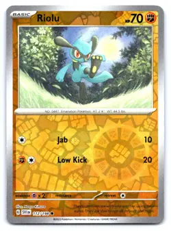 Riolu - Pokemon Reverse Holo Common SV01: Scarlet & Violet Base Set 112/198 - Image 1