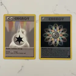 Pokemon TCG Rainbow Energy & Double Colorless Trainer 1999 Collector’s Cards NM - Image 1