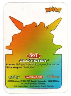 CLOYSTER #091 LAMINCARD COLECCION POKEMON LAMINCARDS 2005 EDIBAS (USADA) - Image 2