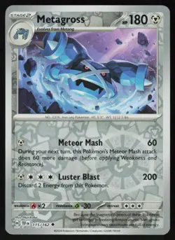 Metagross 115/162 Uncommon Temporal Forces Pokemon Reverse Holo Near Mint - Image 1