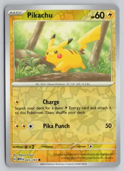 PIKACHU 025/165 COMMON 151 POKEMON REVERSE HOLO NM - Image 1