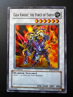 Gaia Knight, the Force of Earth 5DS1-EN042 Super Rare 1st Edition NM Yugioh - Image 1