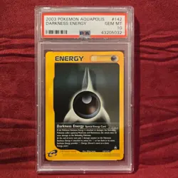 2003 Pokemon Aquapolis Darkness Energy #142/147 PSA 10 Gem Mint WOTC E-Series - Image 1
